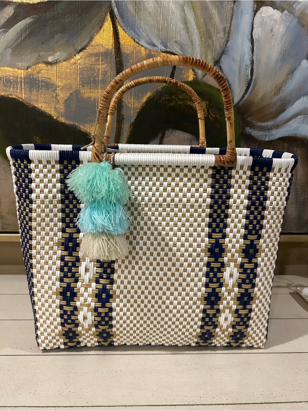 Squeeze De Citron Tote with Bamboo Handles-NWT